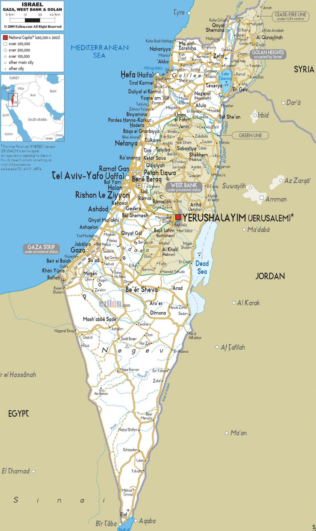 mapa de carreteres israel