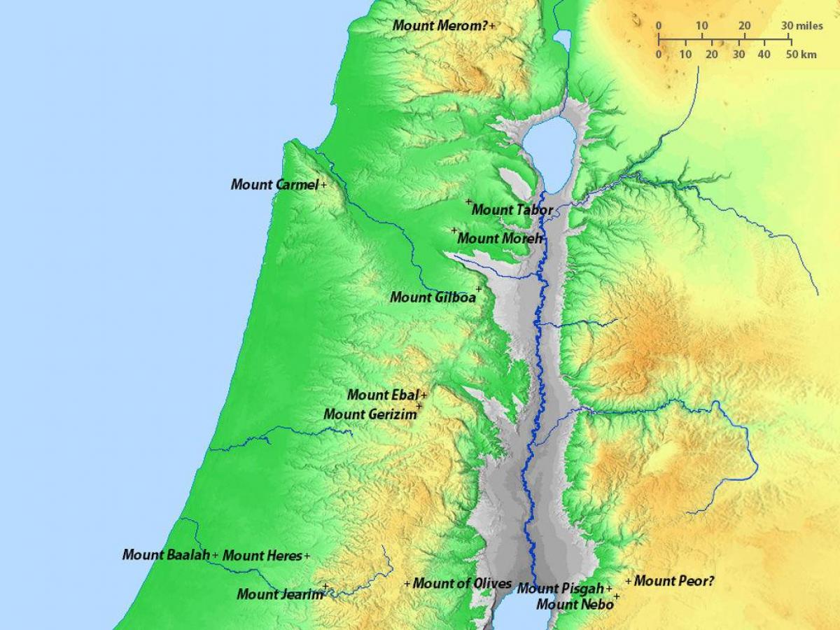 mapa d'israel muntanyes