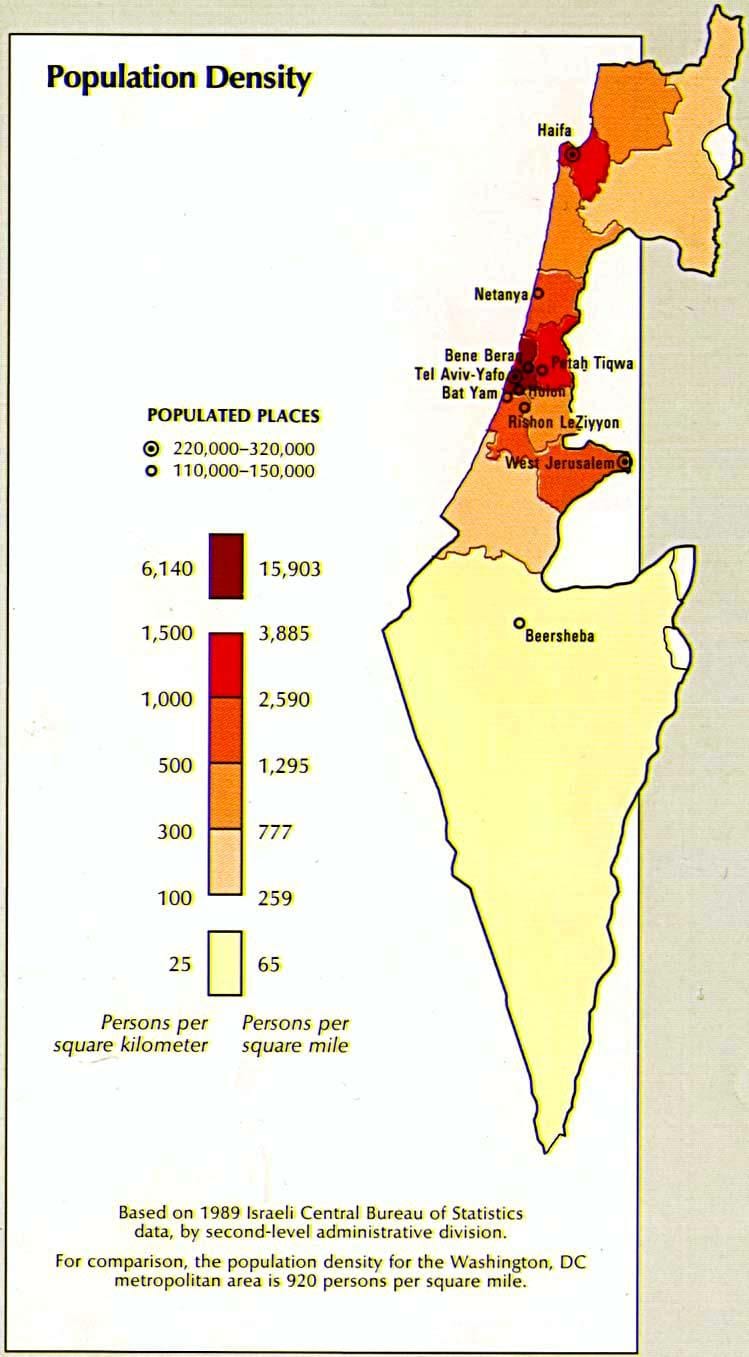 mapa d'israel població