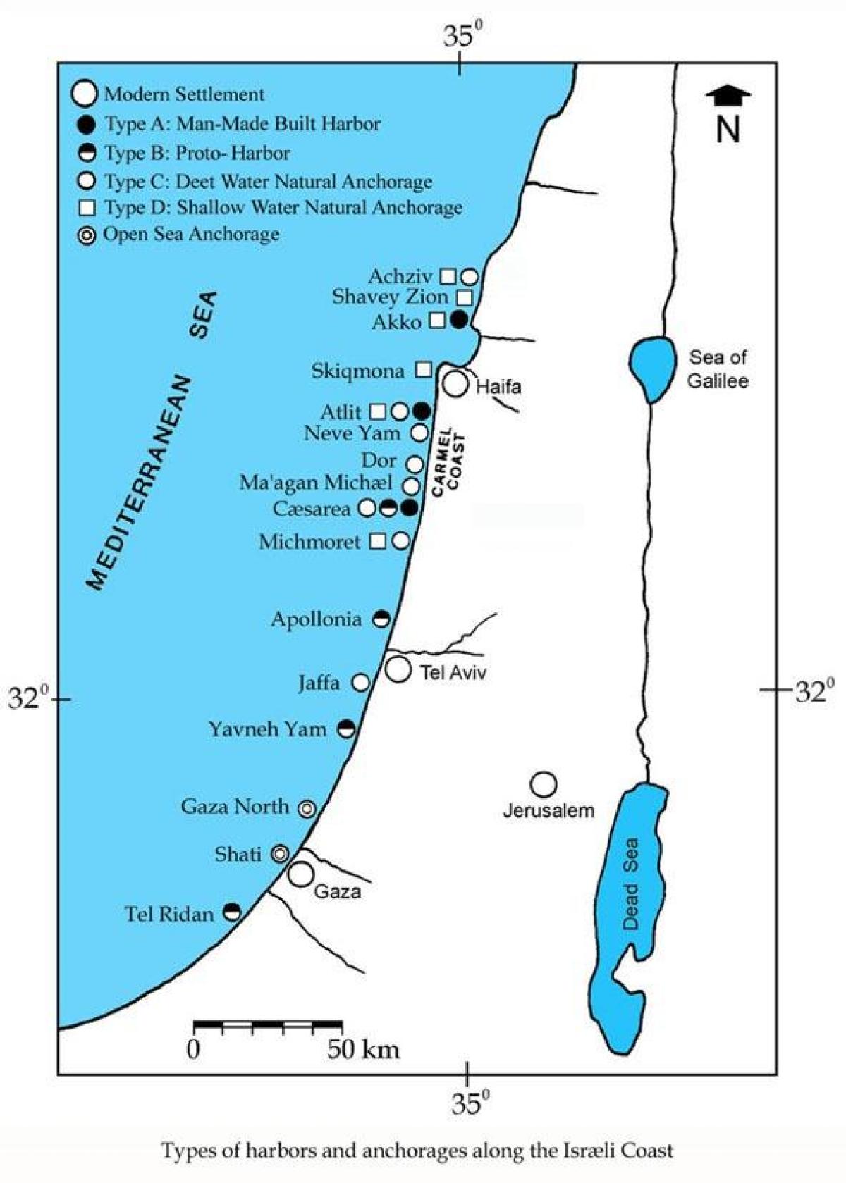 mapa d'israel ports