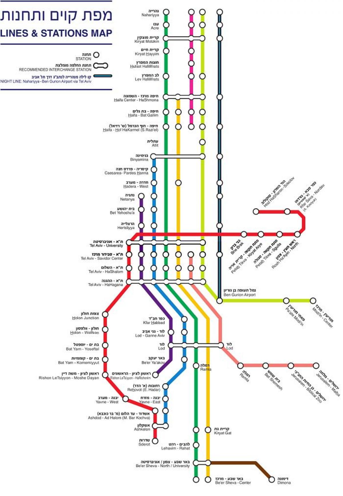 mapa d'israel tren